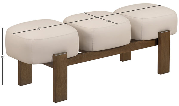 Meridian Furniture Woodcrest Vegan Leather Upholstered Bench with Wood Frame for Bedroom or Entryway Beige 22030Beige