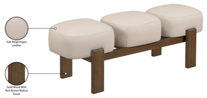 Meridian Furniture Woodcrest Vegan Leather Upholstered Bench with Wood Frame for Bedroom or Entryway Beige 22030Beige
