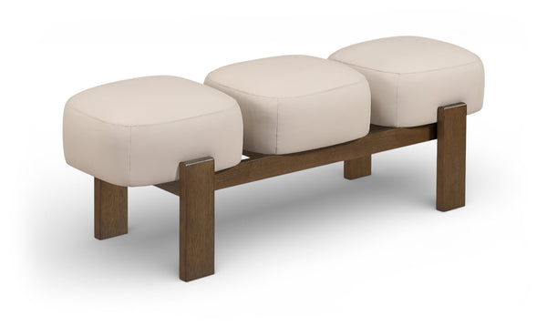 Meridian Furniture Woodcrest Vegan Leather Upholstered Bench with Wood Frame for Bedroom or Entryway Beige 22030Beige