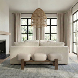 Meridian Furniture Woodcrest Vegan Leather Upholstered Bench with Wood Frame for Bedroom or Entryway Beige 22030Beige