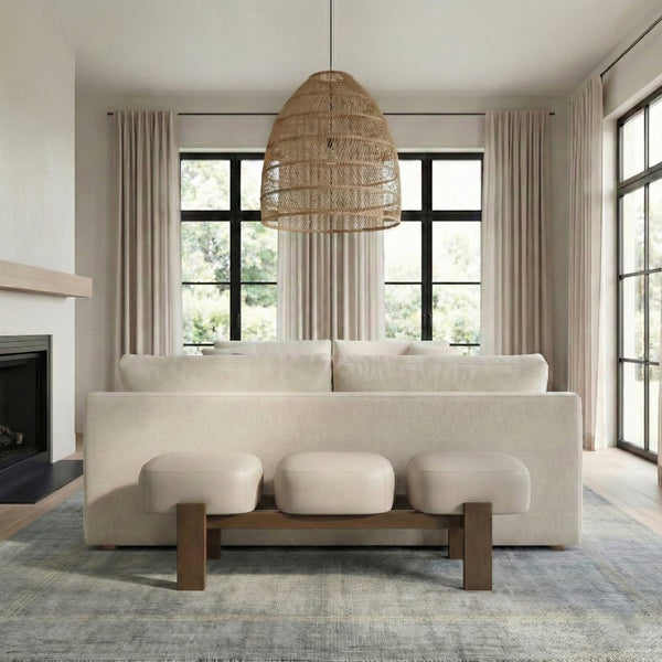 Meridian Furniture Woodcrest Vegan Leather Upholstered Bench with Wood Frame for Bedroom or Entryway Beige 22030Beige