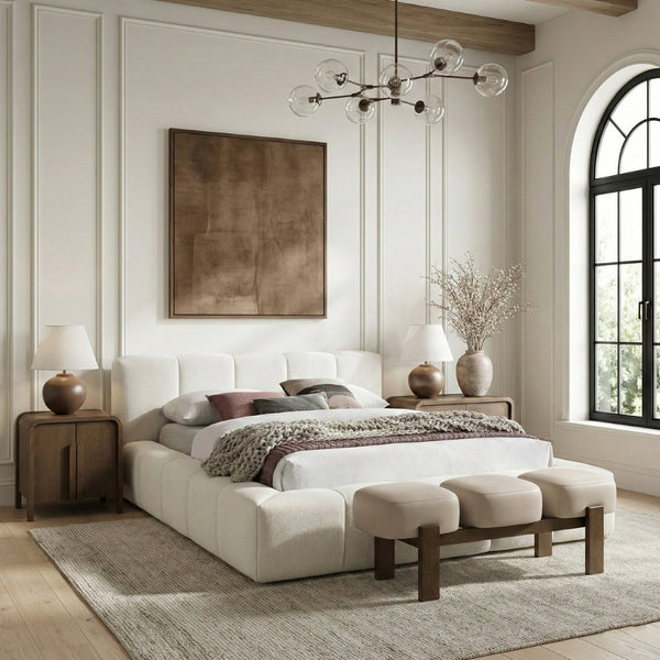 Meridian Furniture Woodcrest Vegan Leather Upholstered Bench with Wood Frame for Bedroom or Entryway Beige 22030Beige