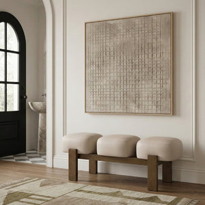 Meridian Furniture Woodcrest Vegan Leather Upholstered Bench with Wood Frame for Bedroom or Entryway Beige 22030Beige