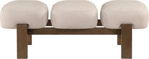Meridian Furniture Woodcrest Vegan Leather Upholstered Bench with Wood Frame for Bedroom or Entryway Beige 22030Beige