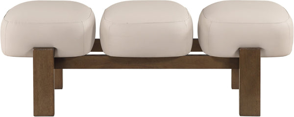 Meridian Furniture Woodcrest Vegan Leather Upholstered Bench with Wood Frame for Bedroom or Entryway Beige 22030Beige