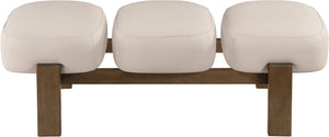 Meridian Furniture Woodcrest Vegan Leather Upholstered Bench with Wood Frame for Bedroom or Entryway Beige 22030Beige