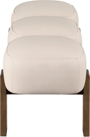 Meridian Furniture Woodcrest Vegan Leather Upholstered Bench with Wood Frame for Bedroom or Entryway Beige 22030Beige