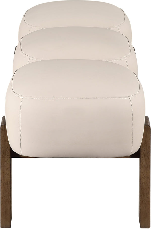 Meridian Furniture Woodcrest Vegan Leather Upholstered Bench with Wood Frame for Bedroom or Entryway Beige 22030Beige