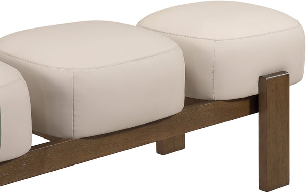 Meridian Furniture Woodcrest Vegan Leather Upholstered Bench with Wood Frame for Bedroom or Entryway Beige 22030Beige
