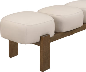 Meridian Furniture Woodcrest Vegan Leather Upholstered Bench with Wood Frame for Bedroom or Entryway Beige 22030Beige
