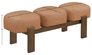 Meridian Furniture Woodcrest Vegan Leather Upholstered Bench with Wood Frame for Bedroom or Entryway Cognac - B 22030Cognac