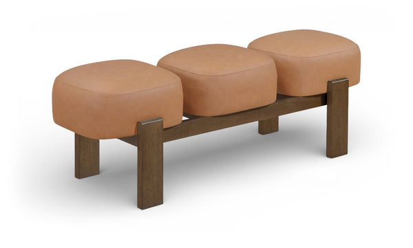 Meridian Furniture Woodcrest Vegan Leather Upholstered Bench with Wood Frame for Bedroom or Entryway Cognac - B 22030Cognac