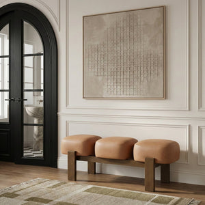 Meridian Furniture Woodcrest Vegan Leather Upholstered Bench with Wood Frame for Bedroom or Entryway Cognac - B 22030Cognac