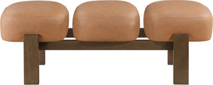 Meridian Furniture Woodcrest Vegan Leather Upholstered Bench with Wood Frame for Bedroom or Entryway Cognac - B 22030Cognac