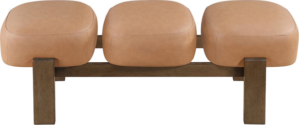 Meridian Furniture Woodcrest Vegan Leather Upholstered Bench with Wood Frame for Bedroom or Entryway Cognac - B 22030Cognac
