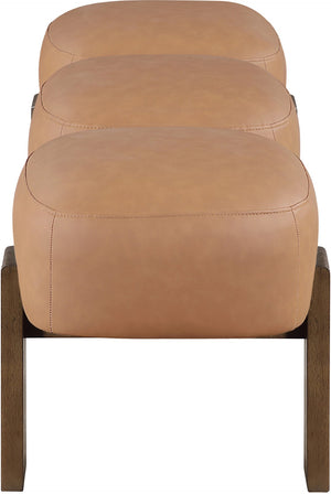 Meridian Furniture Woodcrest Vegan Leather Upholstered Bench with Wood Frame for Bedroom or Entryway Cognac - B 22030Cognac