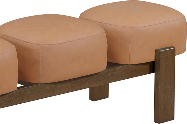 Meridian Furniture Woodcrest Vegan Leather Upholstered Bench with Wood Frame for Bedroom or Entryway Cognac - B 22030Cognac