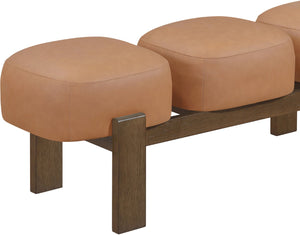 Meridian Furniture Woodcrest Vegan Leather Upholstered Bench with Wood Frame for Bedroom or Entryway Cognac - B 22030Cognac