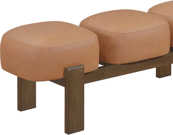 Meridian Furniture Woodcrest Vegan Leather Upholstered Bench with Wood Frame for Bedroom or Entryway Cognac - B 22030Cognac