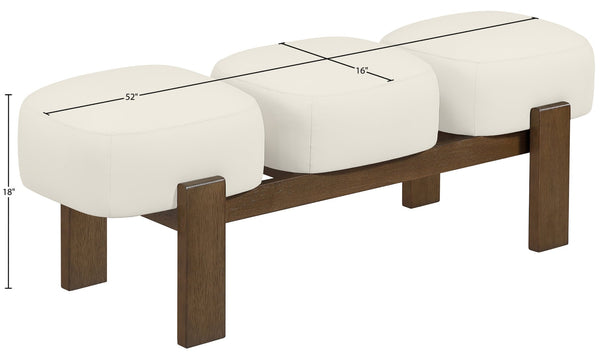 Meridian Furniture Woodcrest Vegan Leather Upholstered Bench with Wood Frame for Bedroom or Entryway Cream - B 22030Cream