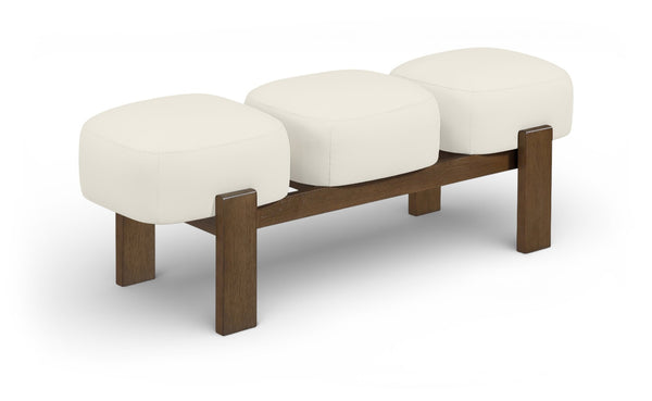 Meridian Furniture Woodcrest Vegan Leather Upholstered Bench with Wood Frame for Bedroom or Entryway Cream - B 22030Cream