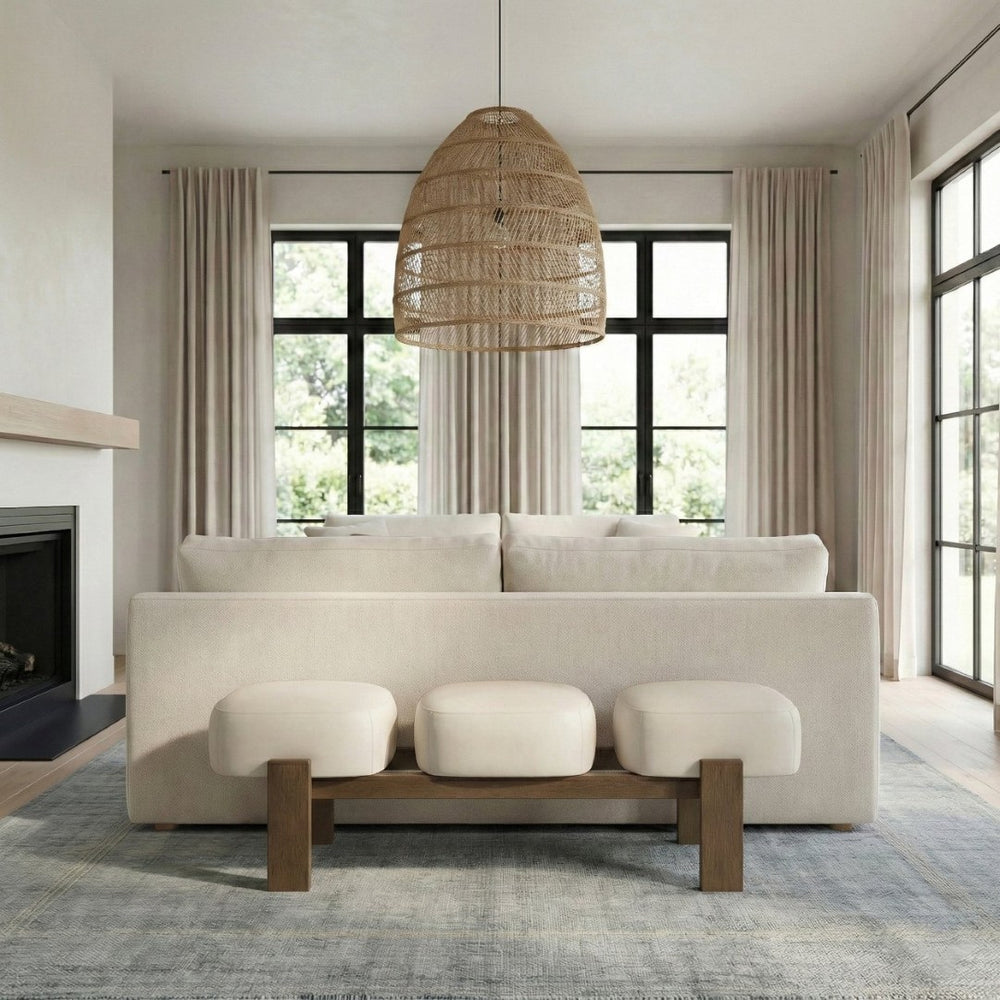 Meridian Furniture Woodcrest Vegan Leather Upholstered Bench with Wood Frame for Bedroom or Entryway Cream - B 22030Cream