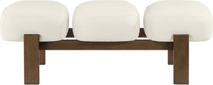 Meridian Furniture Woodcrest Vegan Leather Upholstered Bench with Wood Frame for Bedroom or Entryway Cream - B 22030Cream