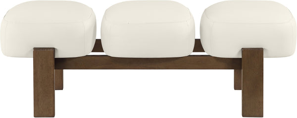 Meridian Furniture Woodcrest Vegan Leather Upholstered Bench with Wood Frame for Bedroom or Entryway Cream - B 22030Cream