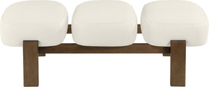 Meridian Furniture Woodcrest Vegan Leather Upholstered Bench with Wood Frame for Bedroom or Entryway Cream - B 22030Cream