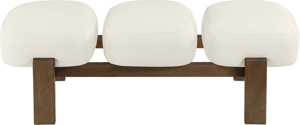 Meridian Furniture Woodcrest Vegan Leather Upholstered Bench with Wood Frame for Bedroom or Entryway Cream - B 22030Cream