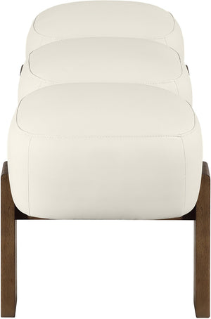 Meridian Furniture Woodcrest Vegan Leather Upholstered Bench with Wood Frame for Bedroom or Entryway Cream - B 22030Cream