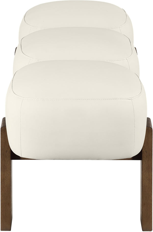Meridian Furniture Woodcrest Vegan Leather Upholstered Bench with Wood Frame for Bedroom or Entryway Cream - B 22030Cream