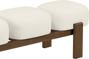 Meridian Furniture Woodcrest Vegan Leather Upholstered Bench with Wood Frame for Bedroom or Entryway Cream - B 22030Cream