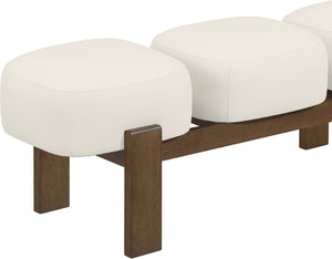 Meridian Furniture Woodcrest Vegan Leather Upholstered Bench with Wood Frame for Bedroom or Entryway Cream - B 22030Cream