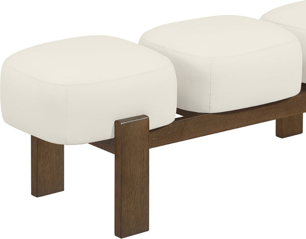 Meridian Furniture Woodcrest Vegan Leather Upholstered Bench with Wood Frame for Bedroom or Entryway Cream - B 22030Cream