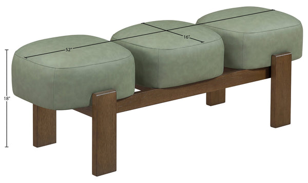 Meridian Furniture Woodcrest Vegan Leather Upholstered Bench with Wood Frame for Bedroom or Entryway Green 22030Green