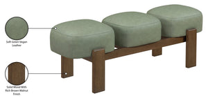 Meridian Furniture Woodcrest Vegan Leather Upholstered Bench with Wood Frame for Bedroom or Entryway Green 22030Green