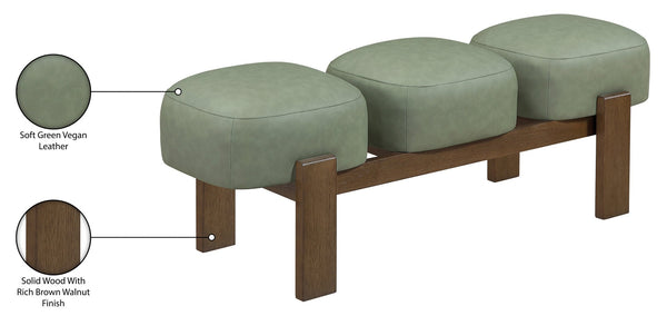 Meridian Furniture Woodcrest Vegan Leather Upholstered Bench with Wood Frame for Bedroom or Entryway Green 22030Green