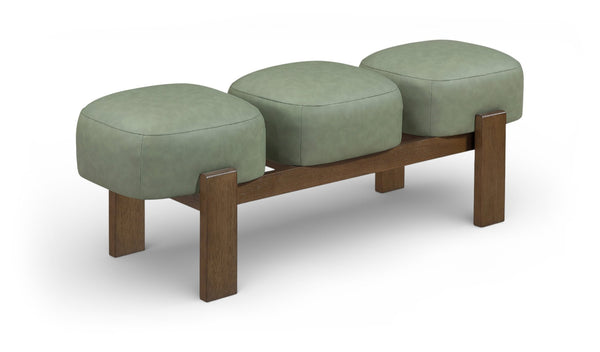 Meridian Furniture Woodcrest Vegan Leather Upholstered Bench with Wood Frame for Bedroom or Entryway Green 22030Green