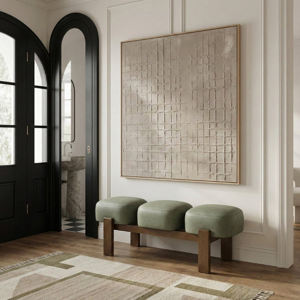Meridian Furniture Woodcrest Vegan Leather Upholstered Bench with Wood Frame for Bedroom or Entryway Green 22030Green