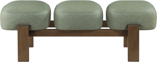 Meridian Furniture Woodcrest Vegan Leather Upholstered Bench with Wood Frame for Bedroom or Entryway Green 22030Green
