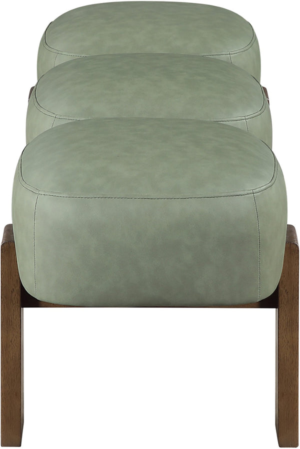 Meridian Furniture Woodcrest Vegan Leather Upholstered Bench with Wood Frame for Bedroom or Entryway Green 22030Green