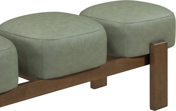 Meridian Furniture Woodcrest Vegan Leather Upholstered Bench with Wood Frame for Bedroom or Entryway Green 22030Green