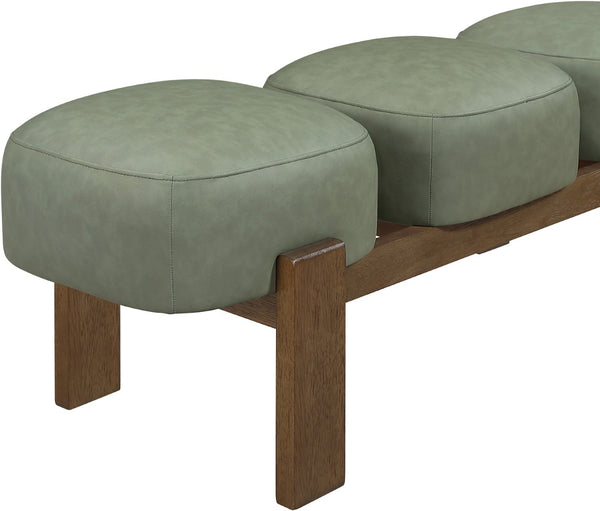 Meridian Furniture Woodcrest Vegan Leather Upholstered Bench with Wood Frame for Bedroom or Entryway Green 22030Green