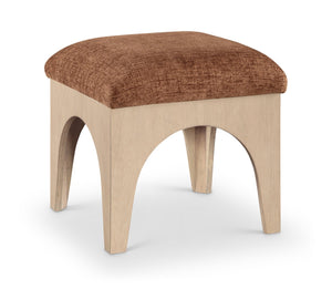 Meridian Furniture Lawson Cognac Chenille Square Ottoman with Oak Veneer Base for Modern Living Rooms 22031Cognac