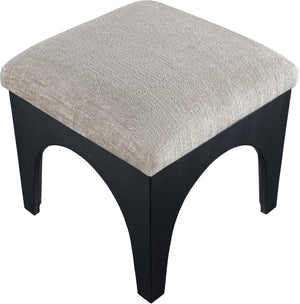 Meridian Furniture Lawson Art Deco Square Ottoman Grey Chenille Upholstery with Black Oak Veneer Base 22032Grey