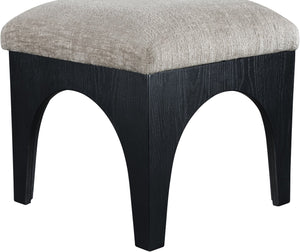 Meridian Furniture Lawson Art Deco Square Ottoman Grey Chenille Upholstery with Black Oak Veneer Base 22032Grey
