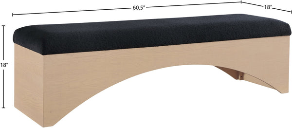 Meridian Furniture Lawson Plush Velour Fur Upholstered Accent Bench with Arch Base for Bedroom or Entryway Black 22034 22034Black