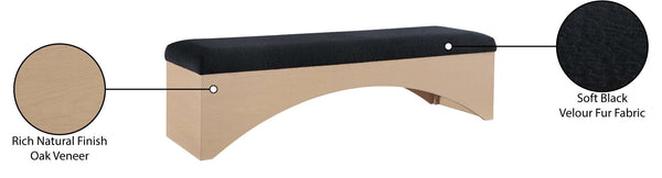 Meridian Furniture Lawson Plush Velour Fur Upholstered Accent Bench with Arch Base for Bedroom or Entryway Black 22034 22034Black