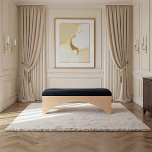 Meridian Furniture Lawson Plush Velour Fur Upholstered Accent Bench with Arch Base for Bedroom or Entryway Black 22034 22034Black